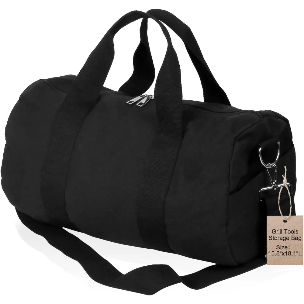

BBQ Tool Storage Bag, with Inner Pockets and Shoulder Strap, Black Outdoor Camping Barbecue Carry Bag, Grill Accessory Storage,