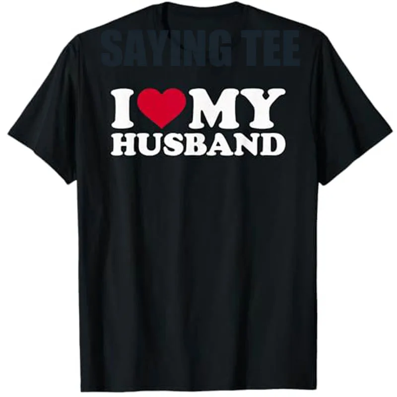 Meine Frau beats me – Ehemann-T-Shirt „I Love My Husband“-Buchstaben-gedrucktes Spruch-T-Shirt mit lustiger Beziehung für Paare, Hochzeitsoberteile – Detail 4