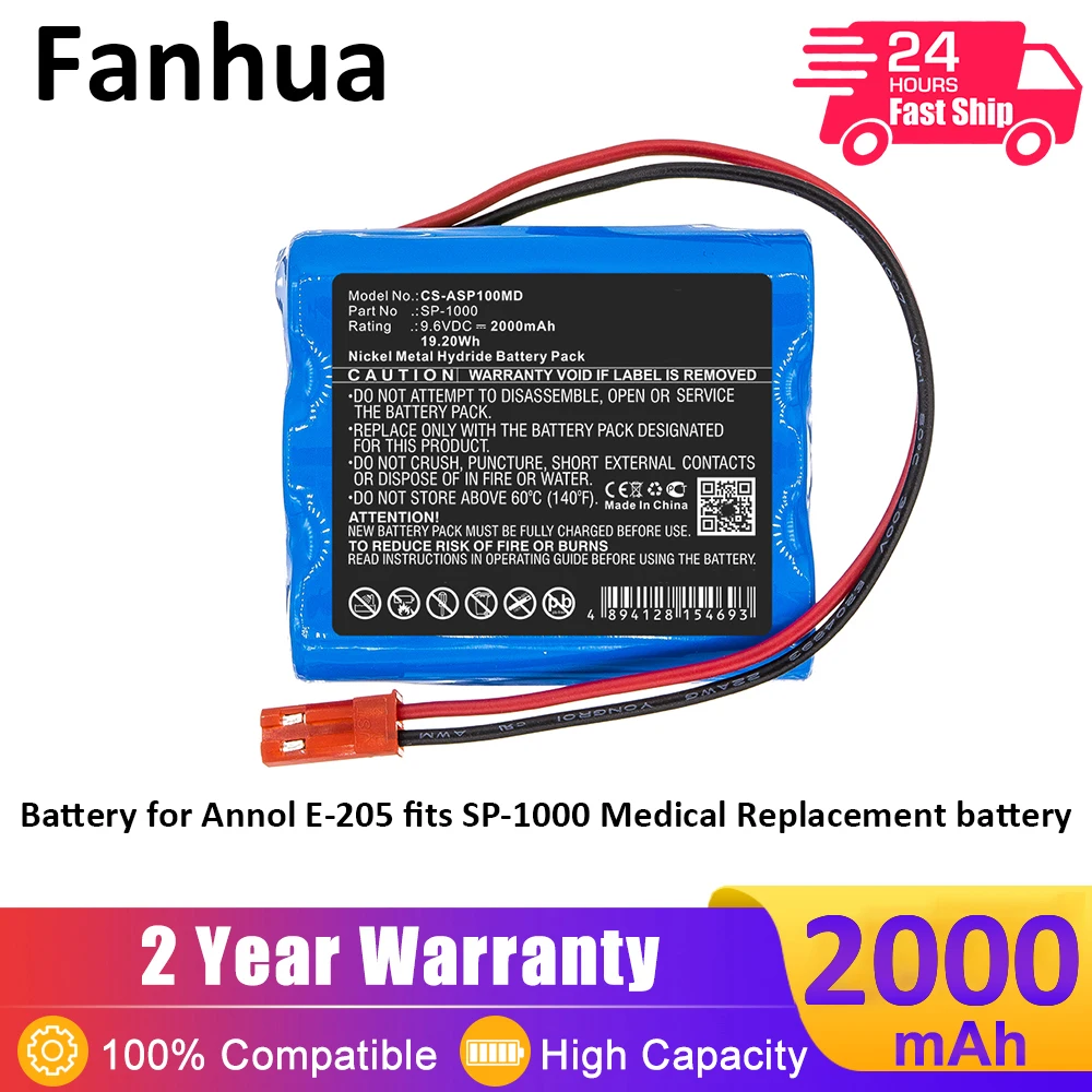 Fanhua Battery for Annol E-205 fits SP-1000 Medical Replacement battery