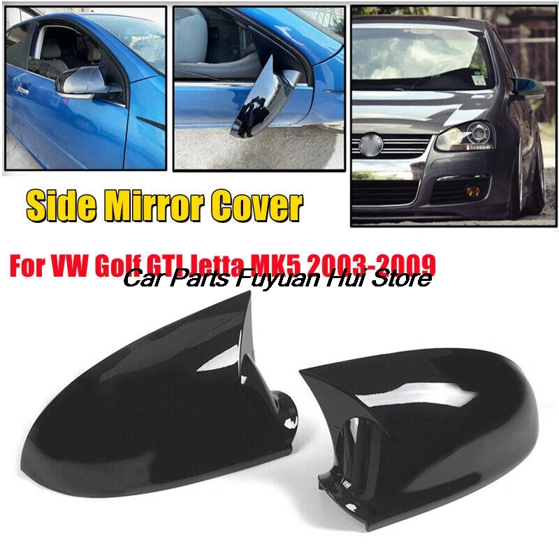 

For VW Volkswagen Golf MK5 GTI R 2003-2009 Car Rearview Side Mirror Cover Sticker Wing Cap Exterior Door Case Trim Carbon Fiber