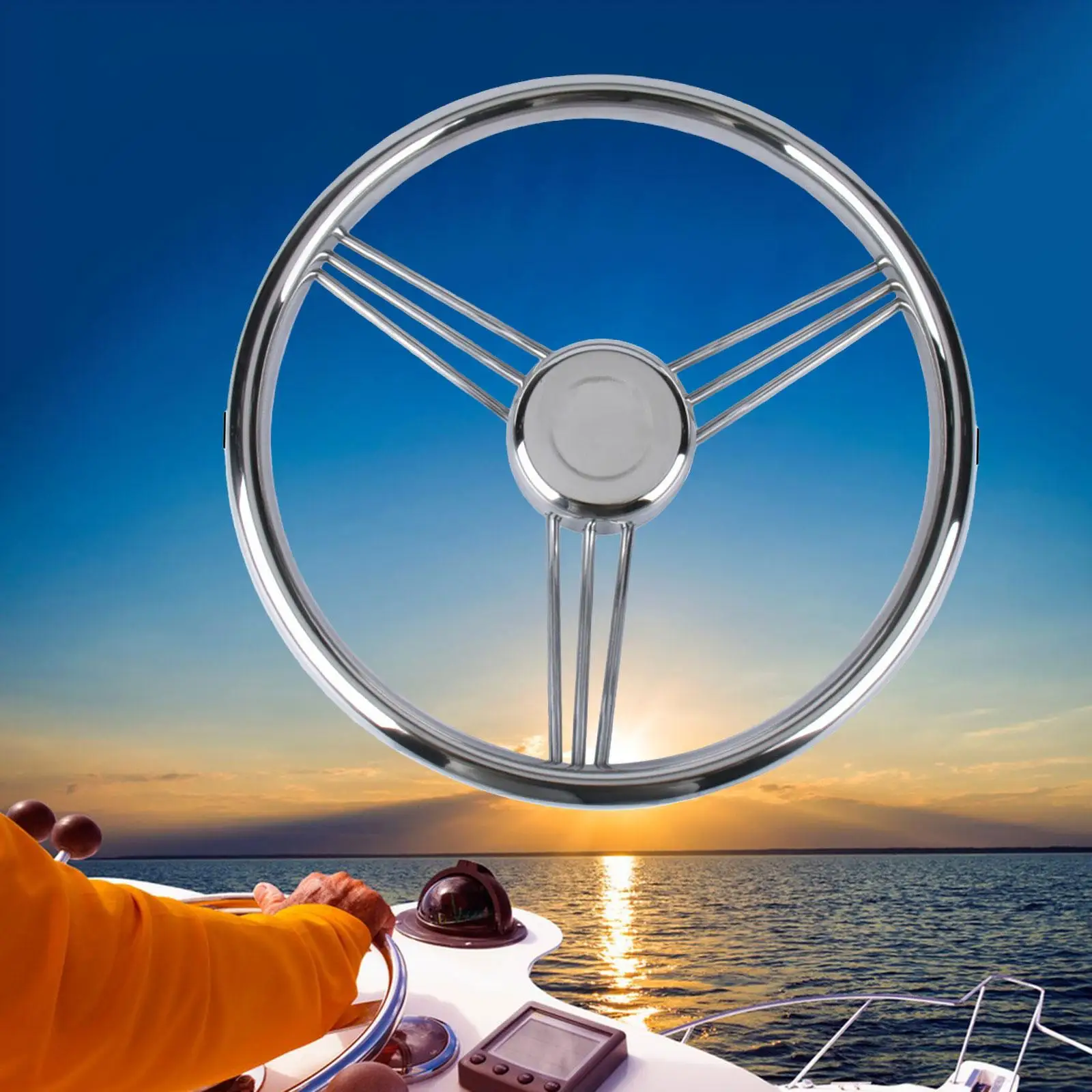 

Boat Steering Wheel 9 Spokes Multifunction Practical Handwheel Adapter for Boats