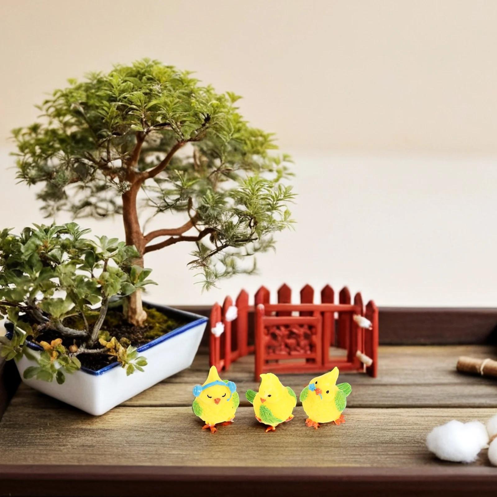 

3Pcs Parrot Micro Landscape Garden Ornament Resin Craft Cute Cartoon Desktop Decoration Office Home Small Bird Decor Whimsical