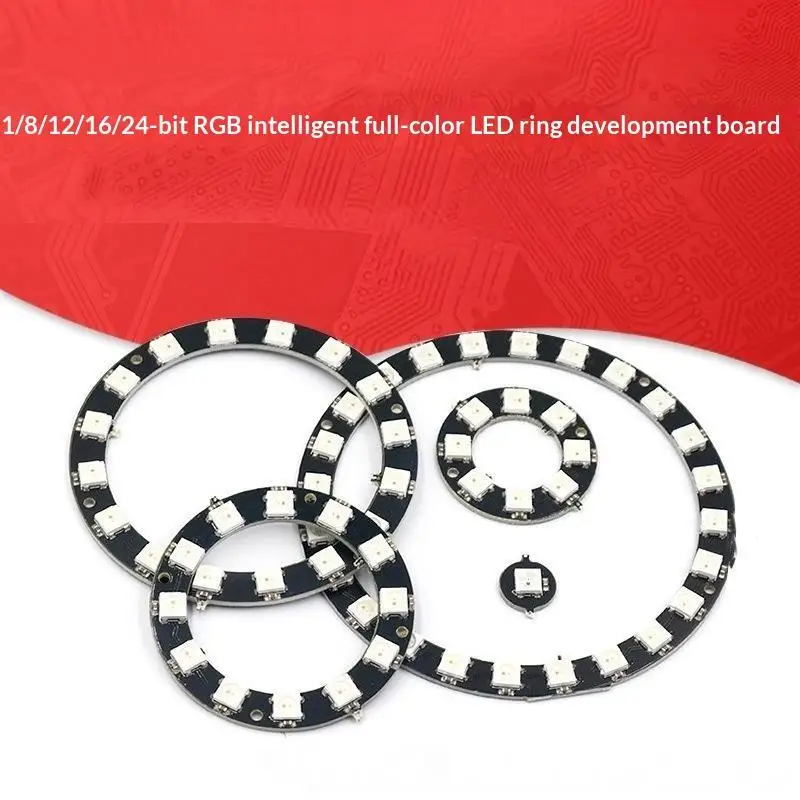 1/8/12/16/24 Bit WS2812 RGB Light Ring Development Board 5050 Smart Full-Colour RGB LED Learning Module DC4-7V