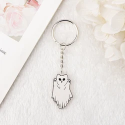 1Pc Cartoon Animal  Keychain Stack Frog Guitar Raccoon Ghost Cat  Acrylic Mirror Keyring  Handbag Creepy Jewelry Charms