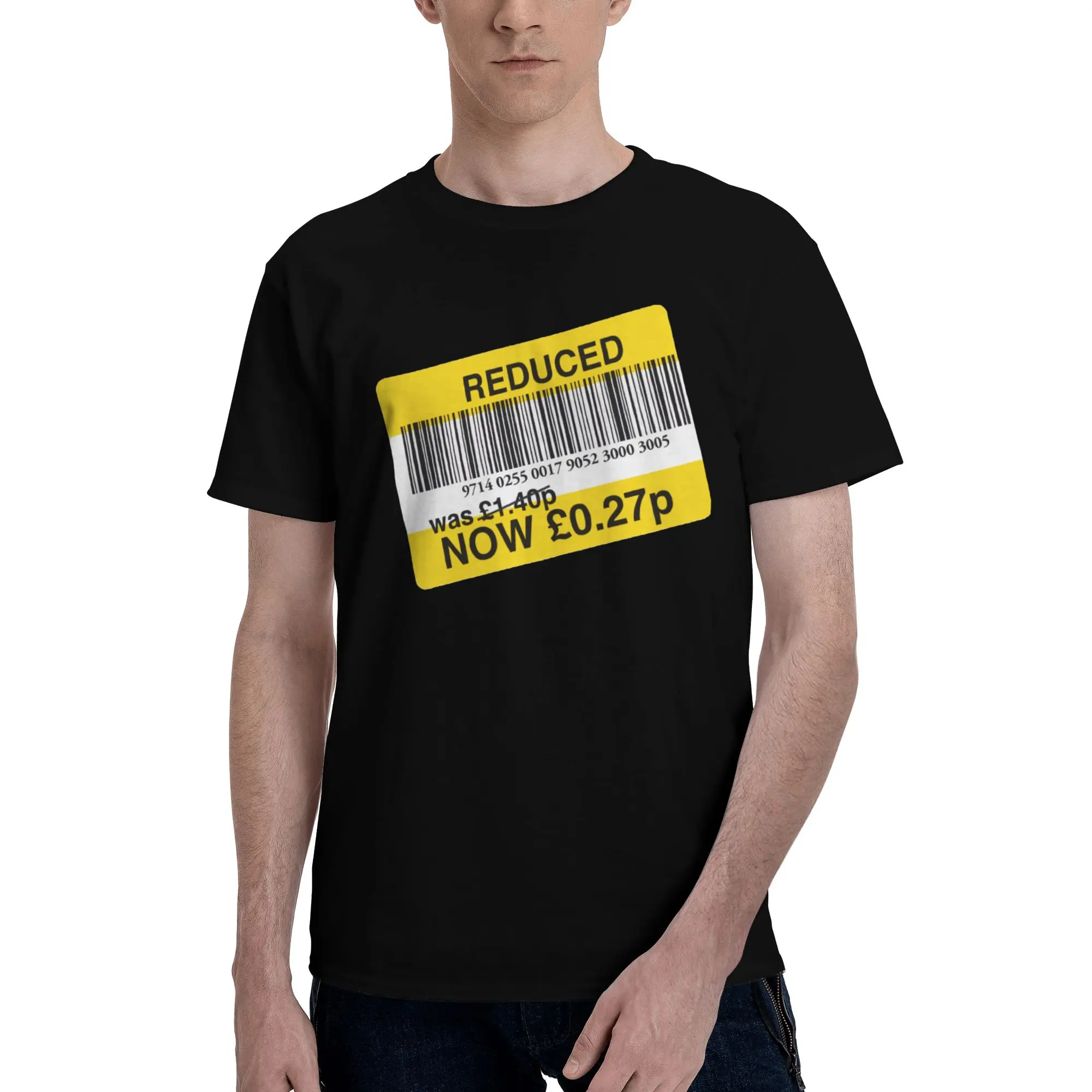 Tesco Reduced Yellow Sticker - Grab A Bargain Retro Hong Kong Style Reversible T-shirt Versatile Outdoor Short Sleeve