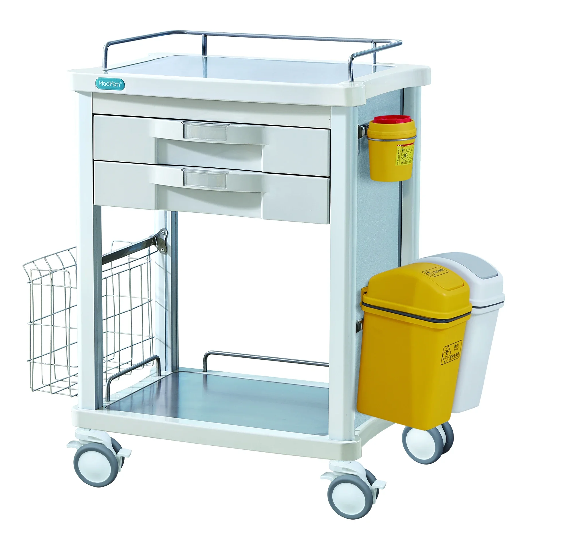 Hot selling item HH/ZLC-373 ABS Plastic Hospital Anaesthesia Treatment Trolley Medical Medicine Emergency Trolley cart