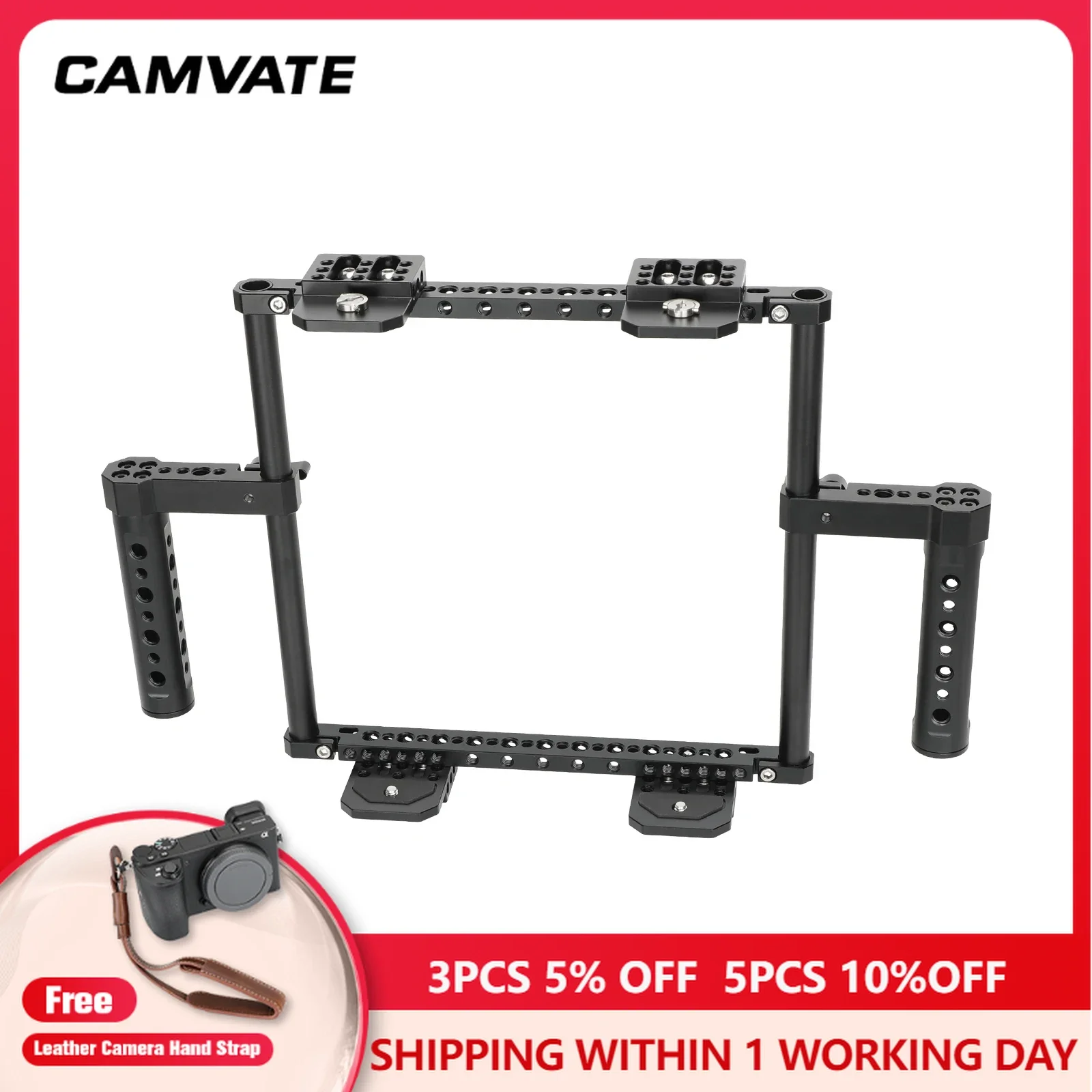 

CAMVATE Dual Director's Monitor Cage with Cheese Plate-Style Handgrips For 5 to 7inch LCD On-camera Monitors Cage