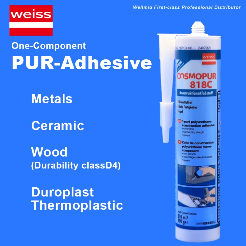 

Weiss PUR 818C OneComponentPURAdhesive Прозрачный клей без растворителей Металлы Керамика Дерево Duroplast Термопласт 310 мл Клей