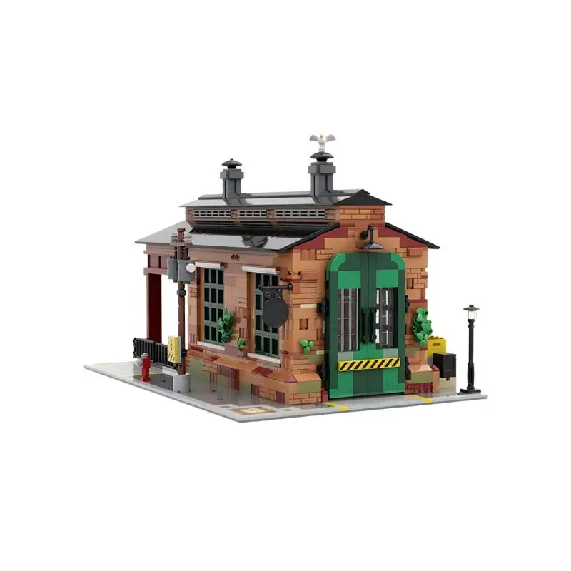 MOC City – blocs de construction de paysage, chargement et déchargement de marchandises anciennes, coin de hangar, technologie modulaire, modèle de jouets pour enfants, Gif