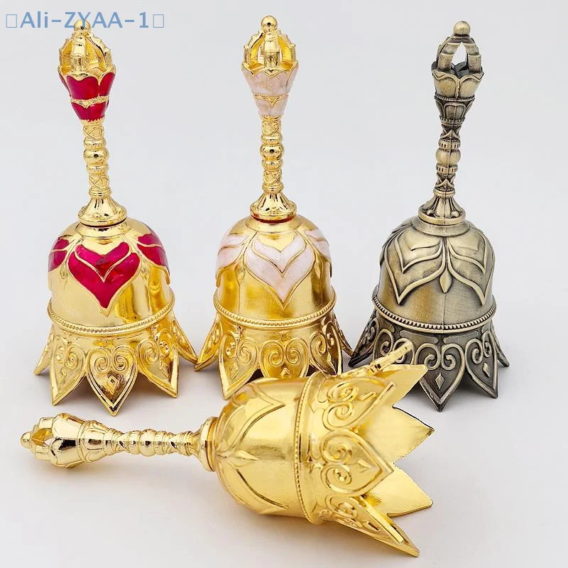 【ZYAA-1】Vintage Elegant Lotus Bell Hand-cranked Copper Bell Temple Church Bell Old Man Bell Christmas Bell Hanging