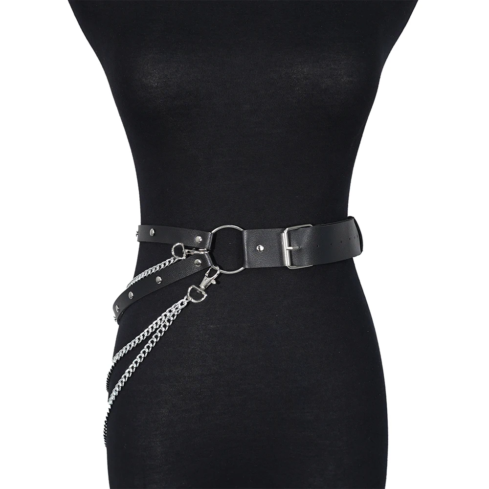 

PU Leathet Chain Belt For Women fashion women chain harness belt Accessories For Party Dating