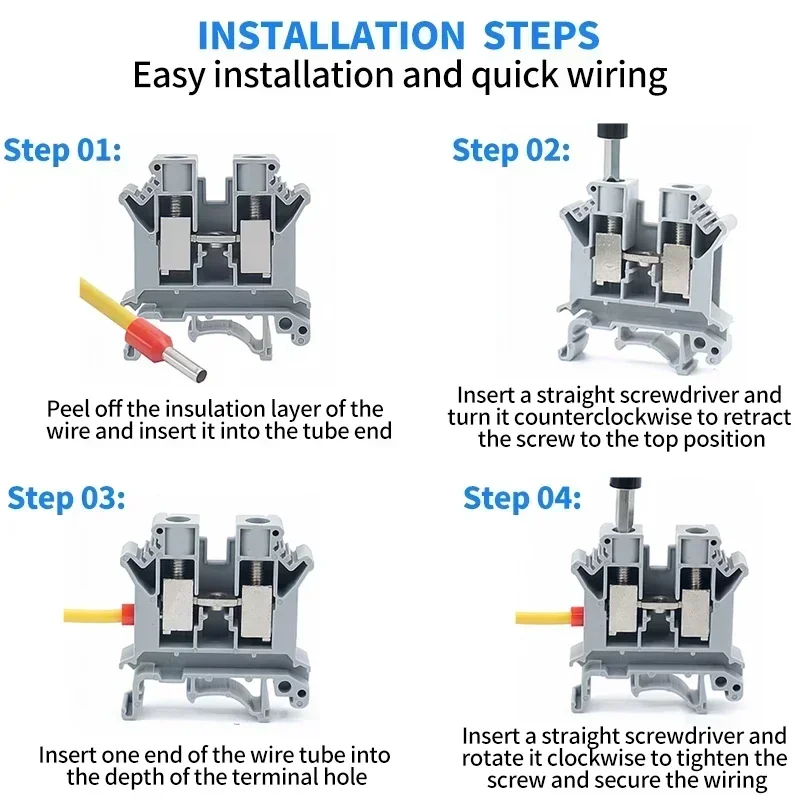UK1.5N/2.5B/3N/5N/6N/10N/16N/25N/35N/50N Terminal Block Screw Clamp Connector DIN Rail Universal Brass Wiring Voltage Terminal