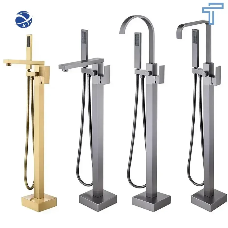 Original brand new！Hot Sale Free Standing Tub Faucet Matte Black Floor Mounted Tub Filler Faucet Brass Bathroom Tub Faucets With