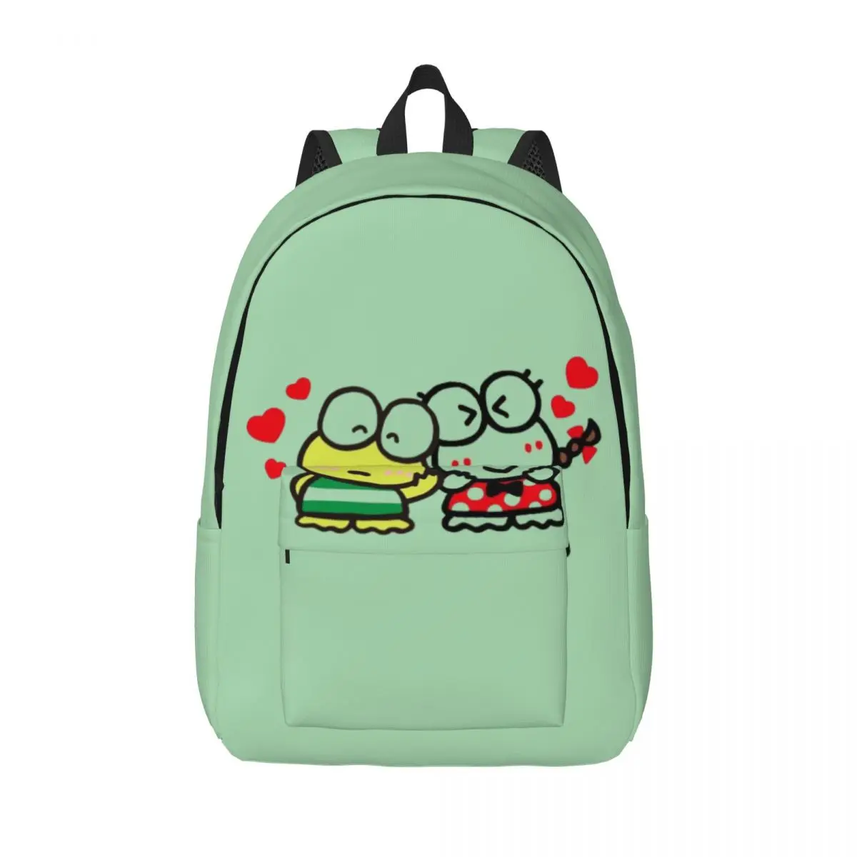 Custom Cute Kerokero Keroppi Canvas Backpacks Men Women Basic Bookbag for School College Bags