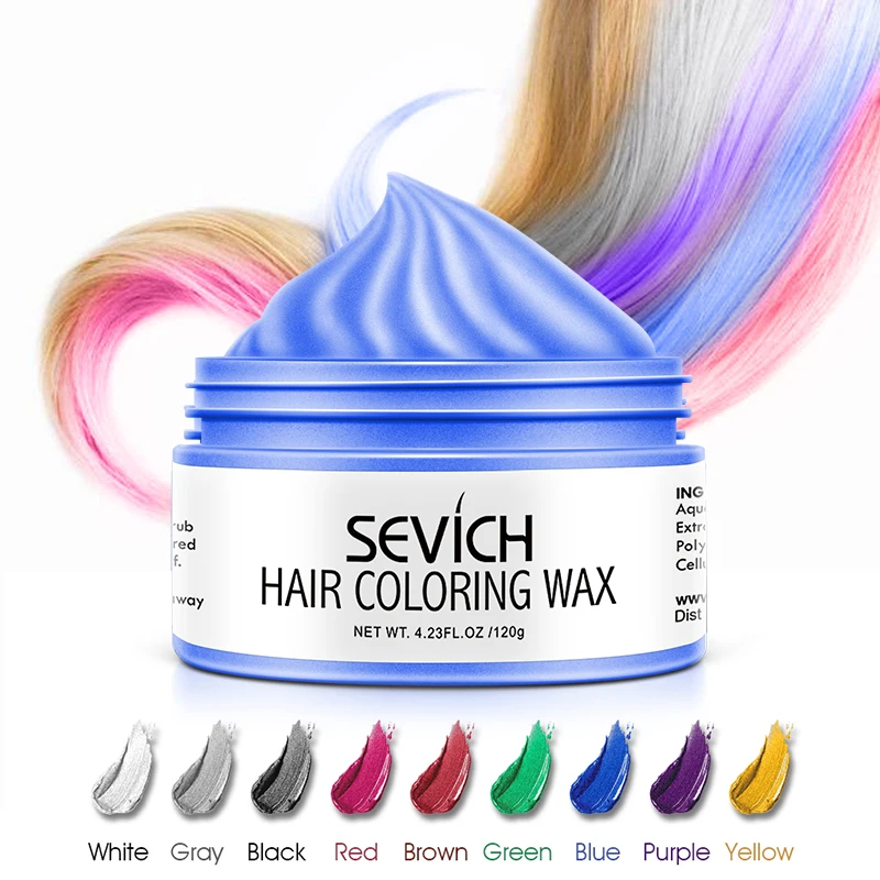 Sevich 9 Color Hair Colors Wax Dye Temporary Molding Paste 120g Blue Burgundy Grandma Gray Green Hairs Dye Wax Mud Styling