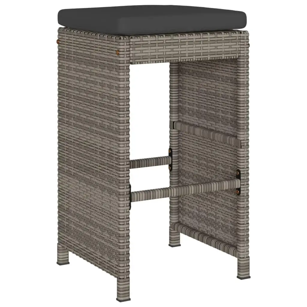 #Grey Rattan Bar Stool Set Weatherproof Stackable Patio Balcony Kitchen