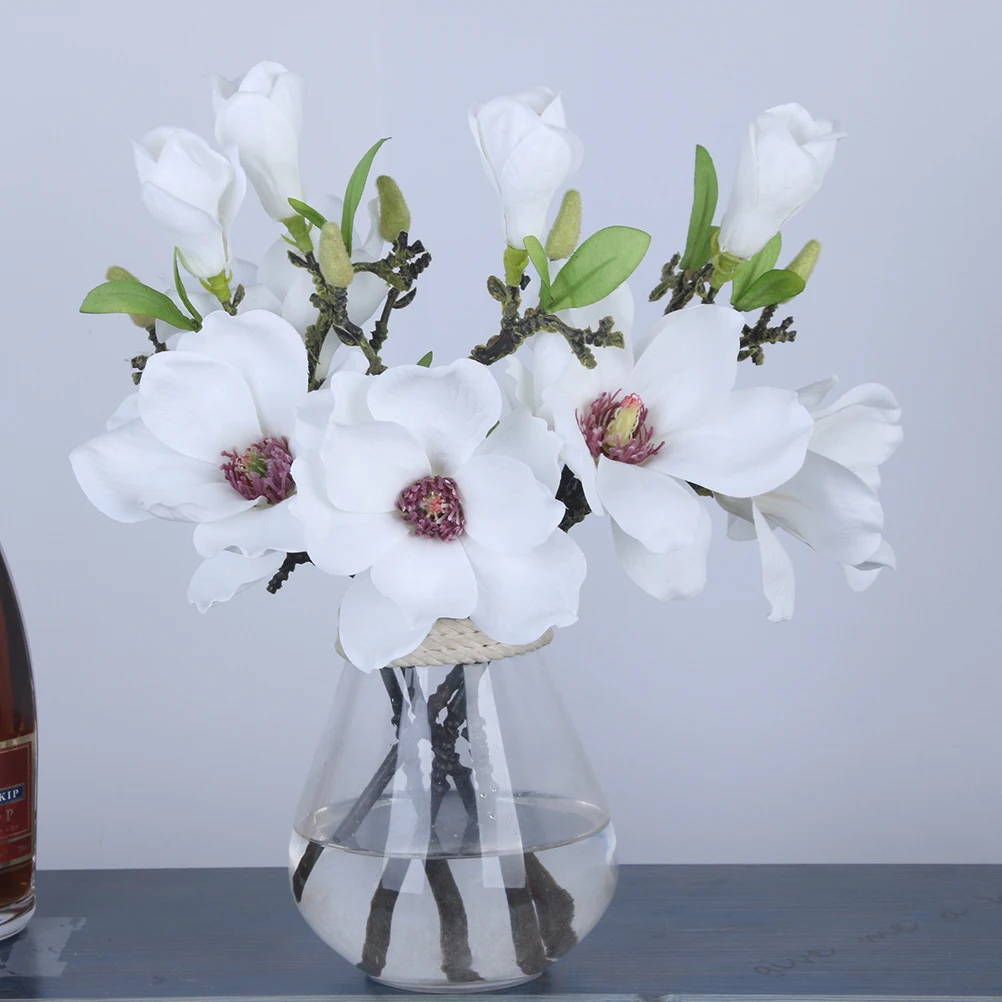 

5Pcs Durable Silk Flowers Lifelike Magnolia for Home Wedding Decoration Floral Arrangement