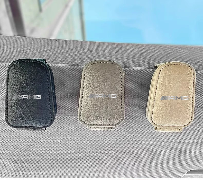 

Car Glasses Frame Magnetic PU Leather Fashion Glasses Clip for Mercedes Benz AMG W212 W213 W205 W177 W247 W176 CLS CLA CLK CLG