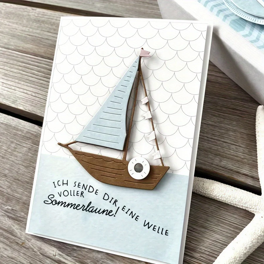 Nouveauté deux beaux voiliers de différentes tailles matrices de découpe en métal pour bricolage Scrapbooking fabrication de cartes pochoirs Albums photos