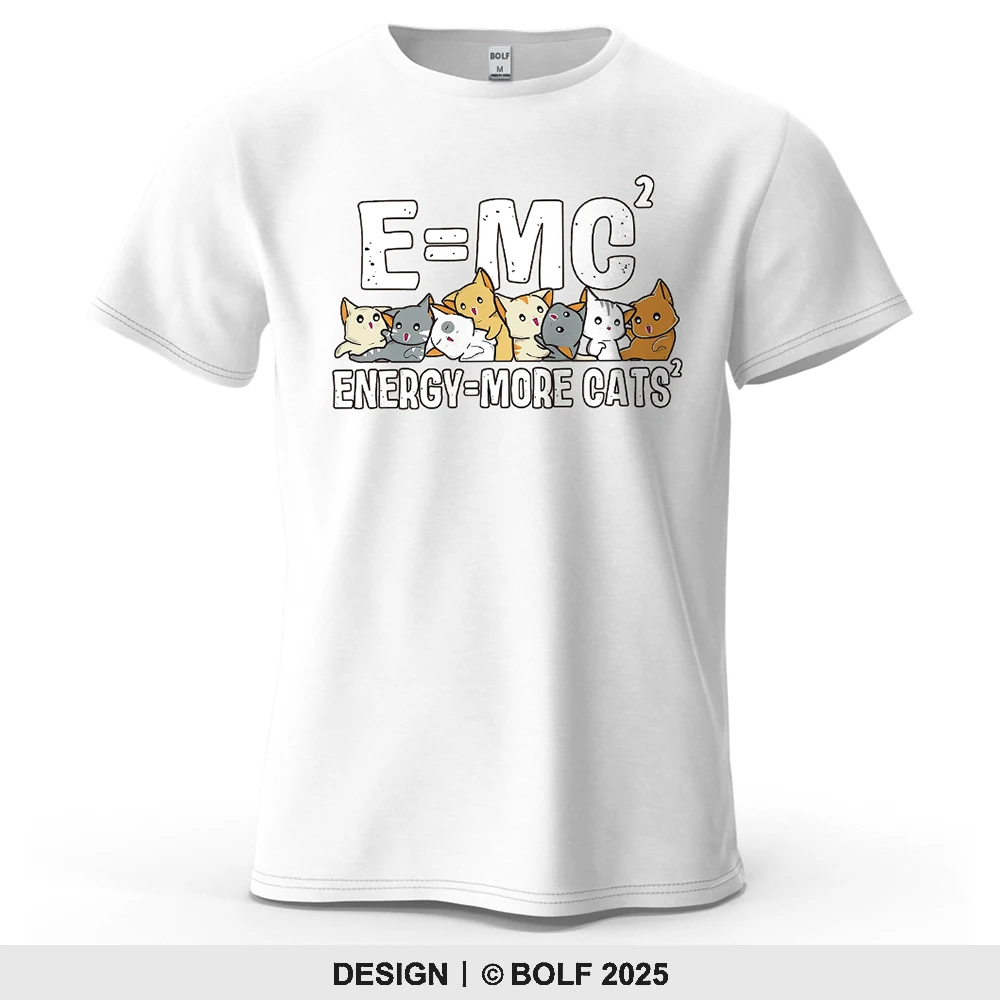 Energy=more Cats2 Bedrucktes Herren-T-Shirt, 100 % Baumwolle, übergroß, niedlich, humorvoll, grafische T-Shirts für Damen, Tops, T-Shirts, Streetwear