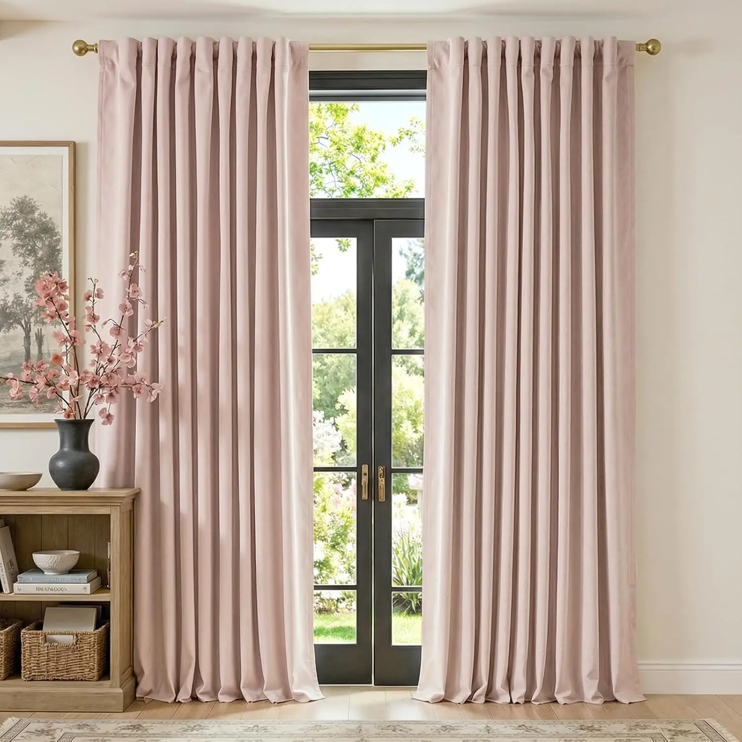 

Pink Blackout Curtains 96 Inches Long Chenille Thermal Insulated Curtains for Living Room Bedroom Heavy Duty Farmhouse D