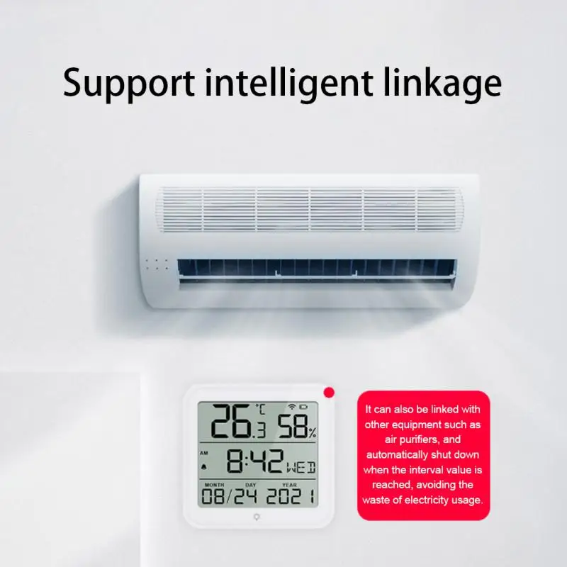 1/2PCS Tuya Smart Home WiFi Temperature Humidity Sensor Smart Life Indoor Thermometer 24 Hours Clock Sensors for Alexa