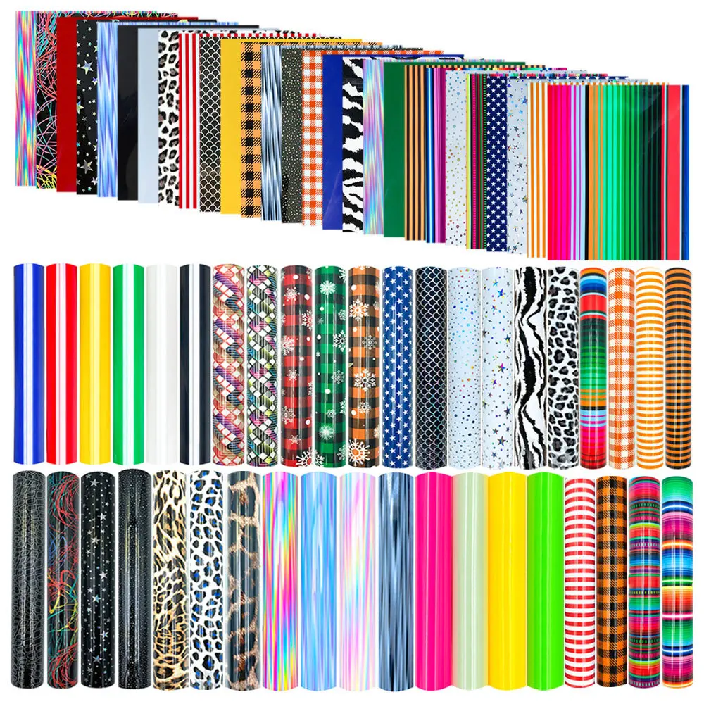 Miltistyles Heat Transfer Vinyl Iron on Tshirt HTV Sheet 40 Assorted Colors Making Graphic for Clothing Bag Decor DIY for Cut