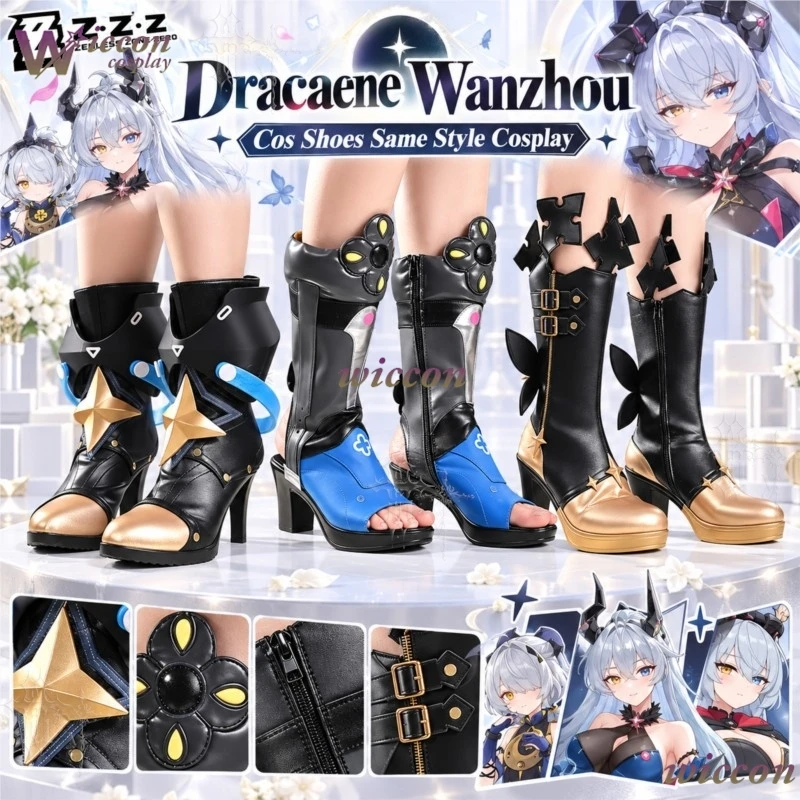 WonkaCos Zenless Zone Zero Dracaene Wanzhou Cos Shoes Same Style Cosplay Footwear Anime Game Stage Roleplay Prop Shoe Halloween