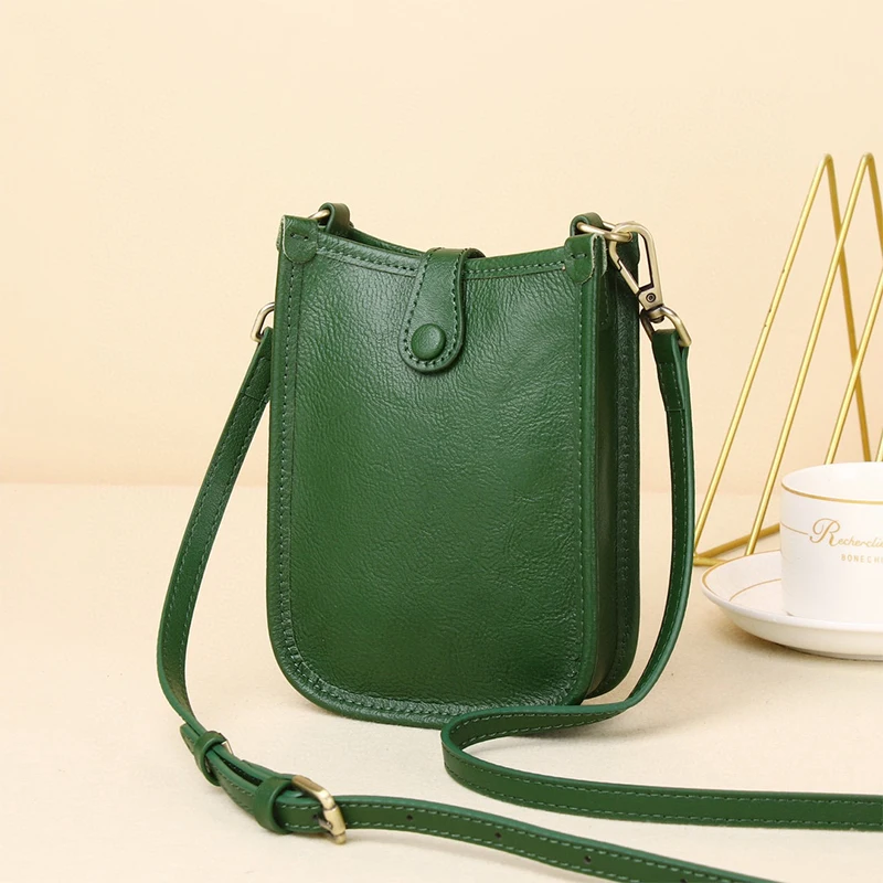 2023 New Genuine Leather Women Bucket Bags Mobile Phone Bag Fashion Versatile Crossbody One Shoulder Bags Designer Small Bags