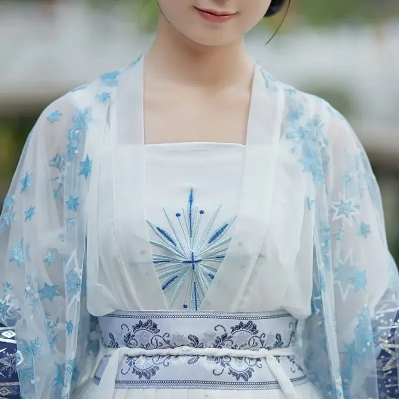 Duża chińska sukienka Hanfu Kobiety Ponadgabarytowy kostium Vintage Starożytny niebieski strój imprezowy Hanfu Tradycyjna chińska sukienka dla kobiet