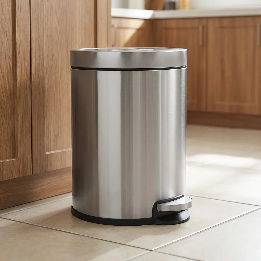 

Mini Pedal Trash Can with Soft Closing Lid 1.6 Gallon Stainless Steel Design Includes Inner Bucket Small Bathroom Bedroom