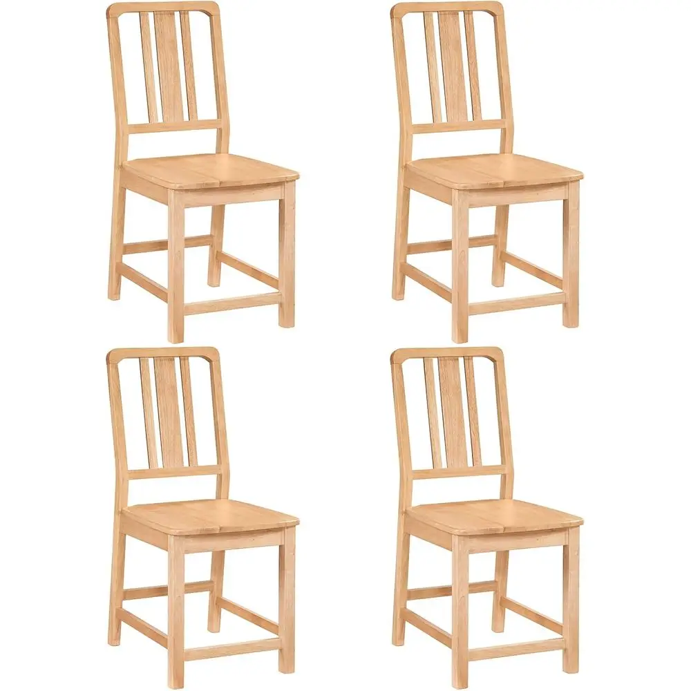 

Set of 4 Hollow-Back Rubberwood Dining Chairs, Suitable for Kitchen and Living Room