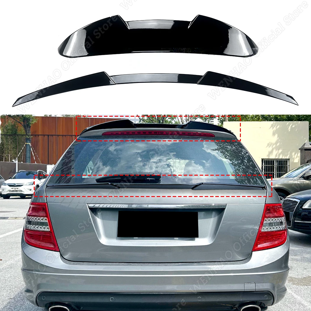 Für Mercedes-Benz C-Klasse S204 Touring C200 C300 AMG 2008-2014 Auto Hinten Stamm Dach Top/mitten Spoiler Trim Schwanz Flügel Körper Kits