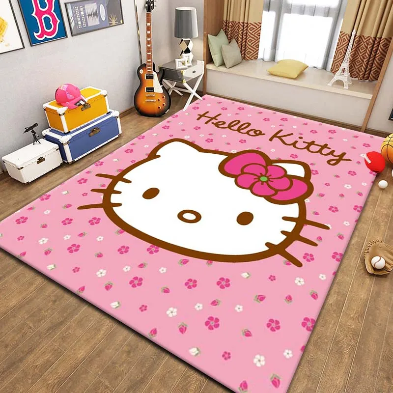 Kids Rugs for Playroom Cartoon Hello Kitty Pattern Area Mat, Cute Cartoon Carpet, Kids Gift for Livingroom Bedroom Home Decor