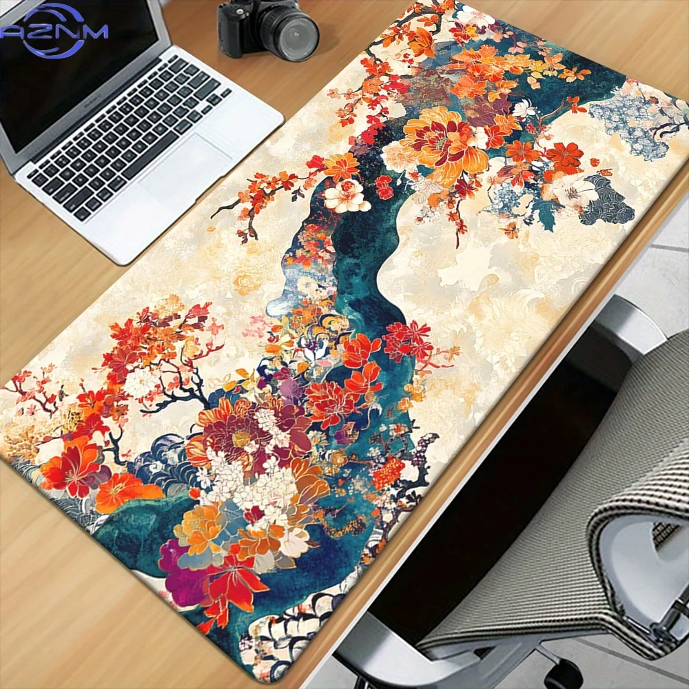 Japanese Style Crane Printing Trendy Mousepad, Keyboard Gaming Additions Mouse Mat, Office Computer PC Gamer Laptop Desk Mat
