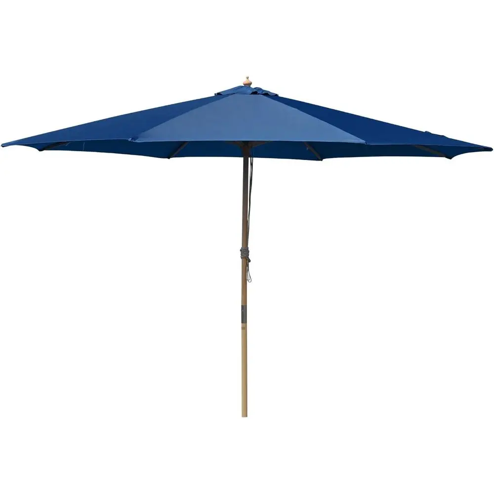 

13FT Large Outdoor Patio Umbrella UV30+ German Beech Wood 8 Rib Pole for Table Beach Yard Garden Wedding Deck Cafe Pool