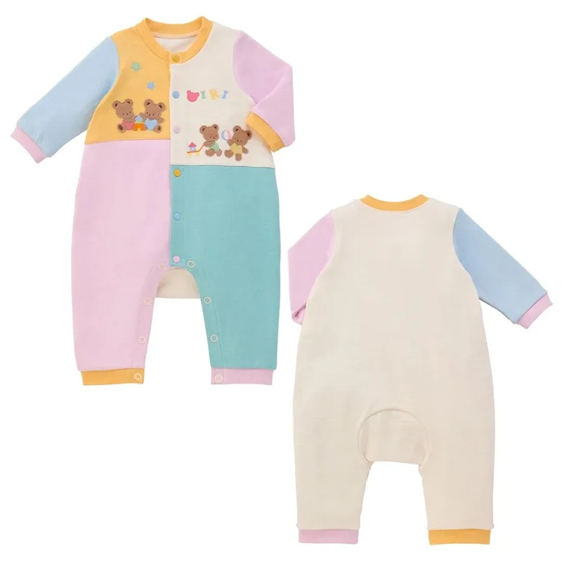 Autumn  Boys Jumpsuits Baby Long Sleeved Rompers Little Bear Alphabet Coloring Jumpsuit Newborn Bodysuit Girls One-pieces