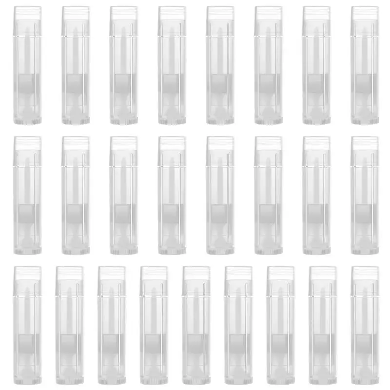 25pcs Empty Tubes Plastic Lip Gloss Containers DIY Empty Lip Balm Tubes Refillable Lipstick Tubes With Caps