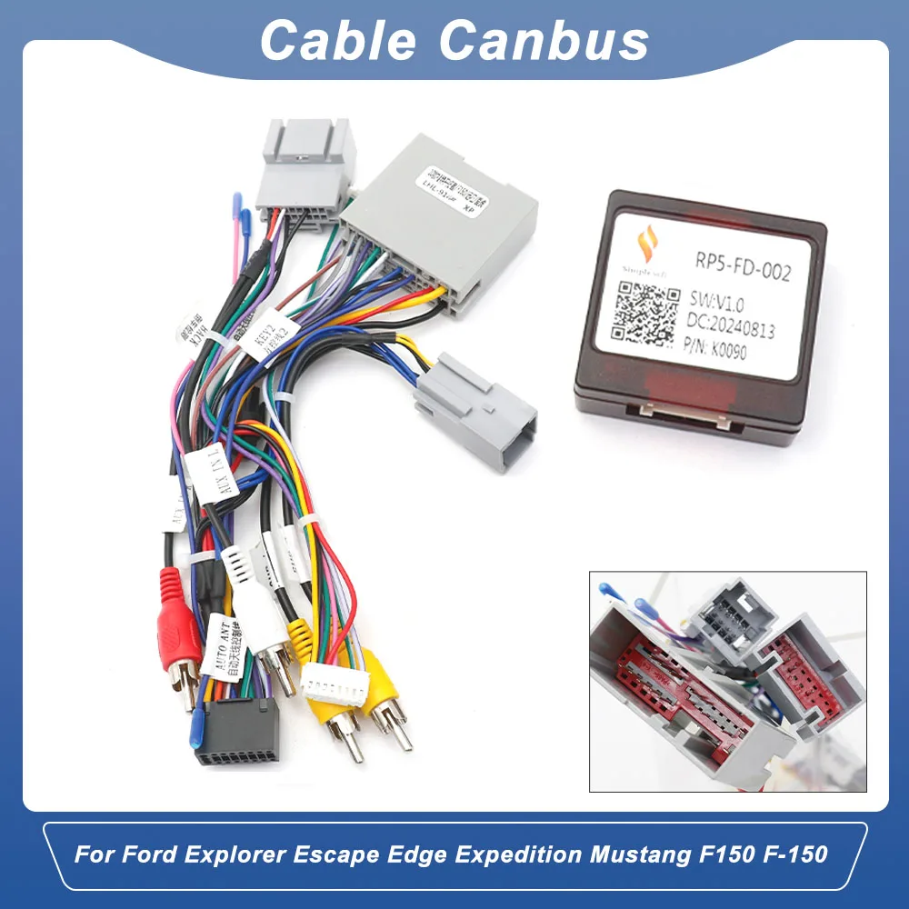 Car Wiring Harness Adapter Canbus Box Android Power Cable for Ford Explorer Ecape Edge Expedition Mustang F150 F-150 RP5-FD-002