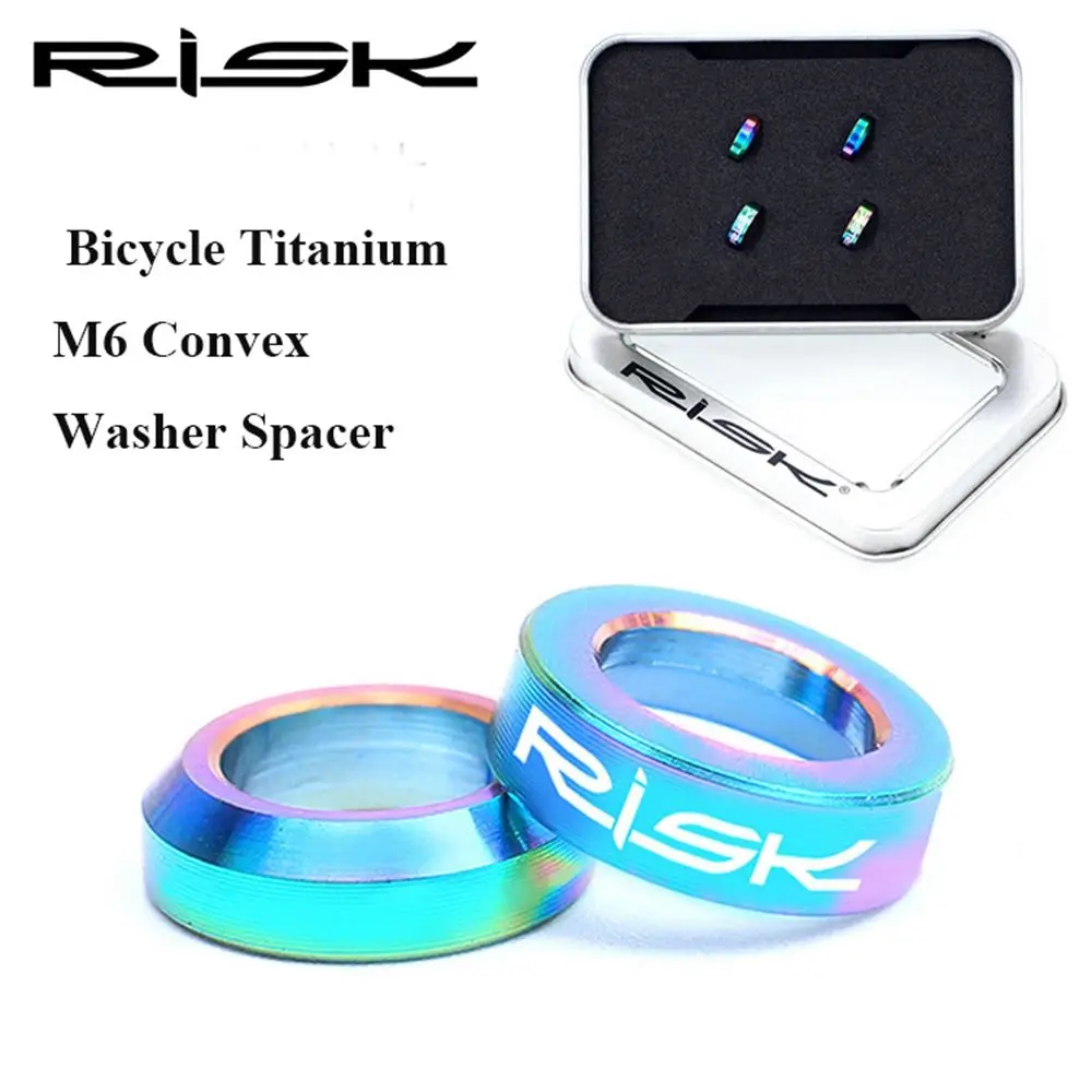 2pair RISK Mountain BMX Bike Bicycle Titanium M6 Concave and Convex Washer Spacer For Disc Brake Caliper Group XT Mounting Bolts