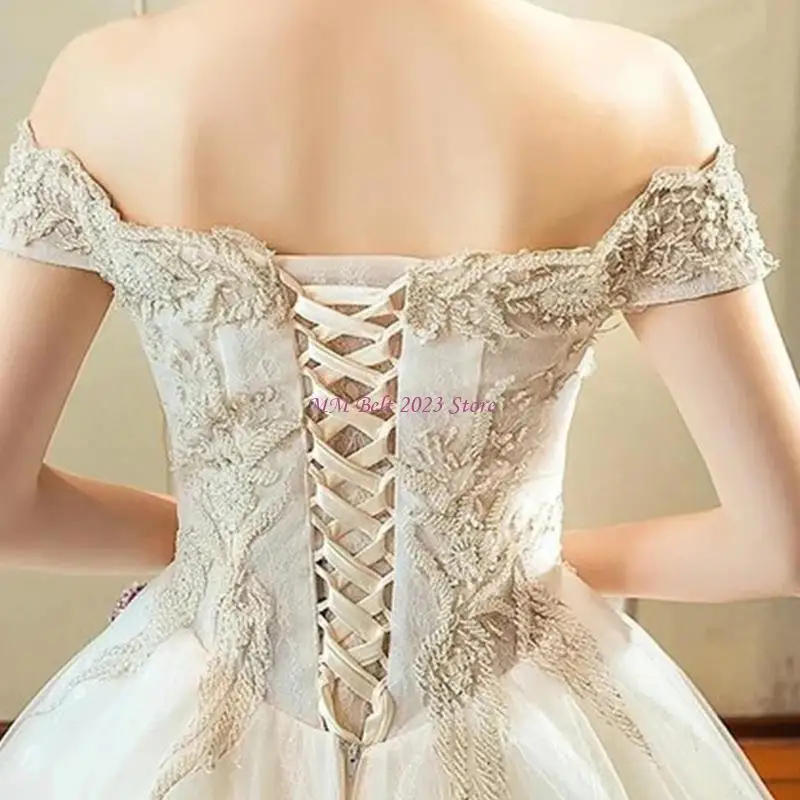 49meブライダルコルセットバックキットレースアップ充填ロープとボタンホールコードウェディングドレス用