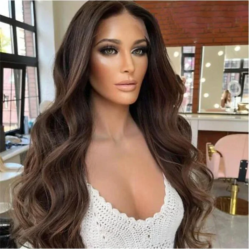 Brown 200Density Glueless Body Wave HD Lace Jewish 5x5 Silk Base European Human Hair Wig For Women BabyHair Prepluck