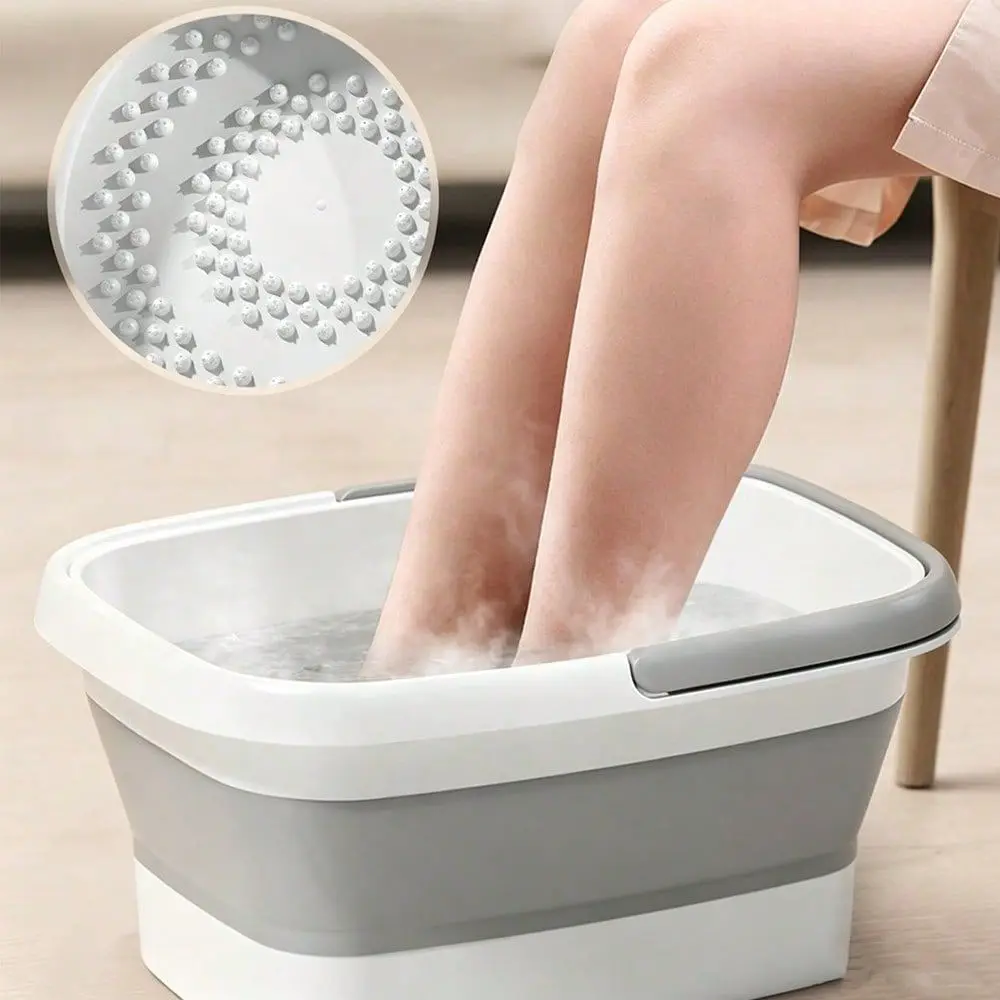 Foldable Foot Bath Basin Designed For Foot Soaking, Equipped With Plastic Tub With Handle And Built-In Acupressure Massage Points, Can Relieve Pain, Suitable For Foot Massage And Home Spa Care - view 2