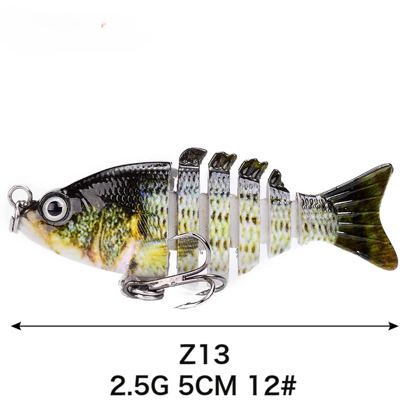 Mini Swimbait Multi-Jointed Crankbait, Fake Bionic Bait, Hard ABS Lure, Sea Bass, Pike, Trout, Carp Tackle, 5cm, 2.5g