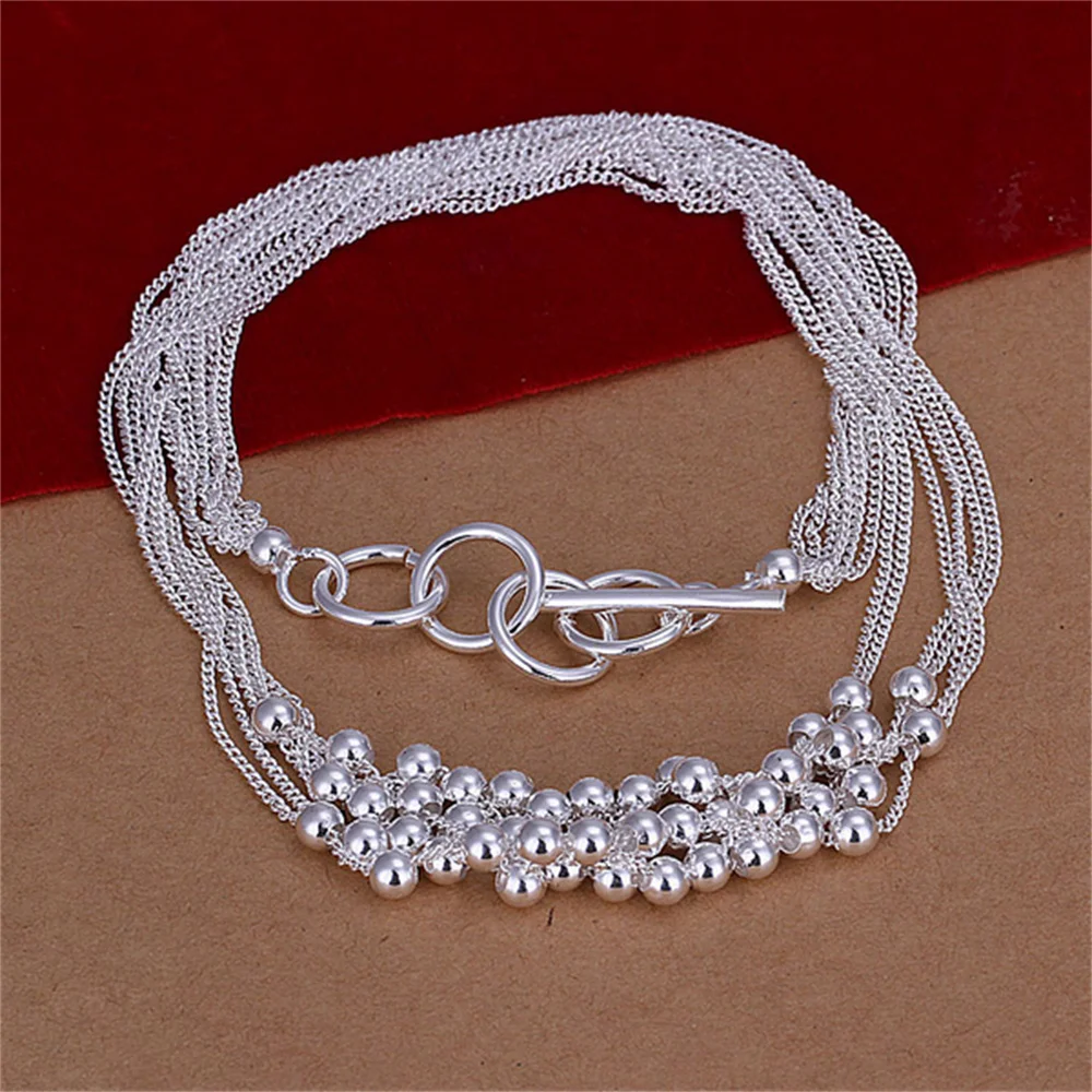 Andara 925 Sterling Silver Multi Thread Tassel Light Beads Necklace for Women Party Wedding Engagement Jewelry Gift