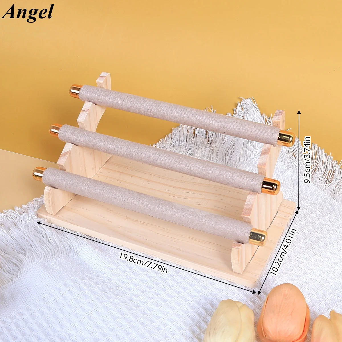 Beige Detachable Jewelry Display, Stepped Multi-Level Ring Organizer, Modern Designer Stand for Countertop