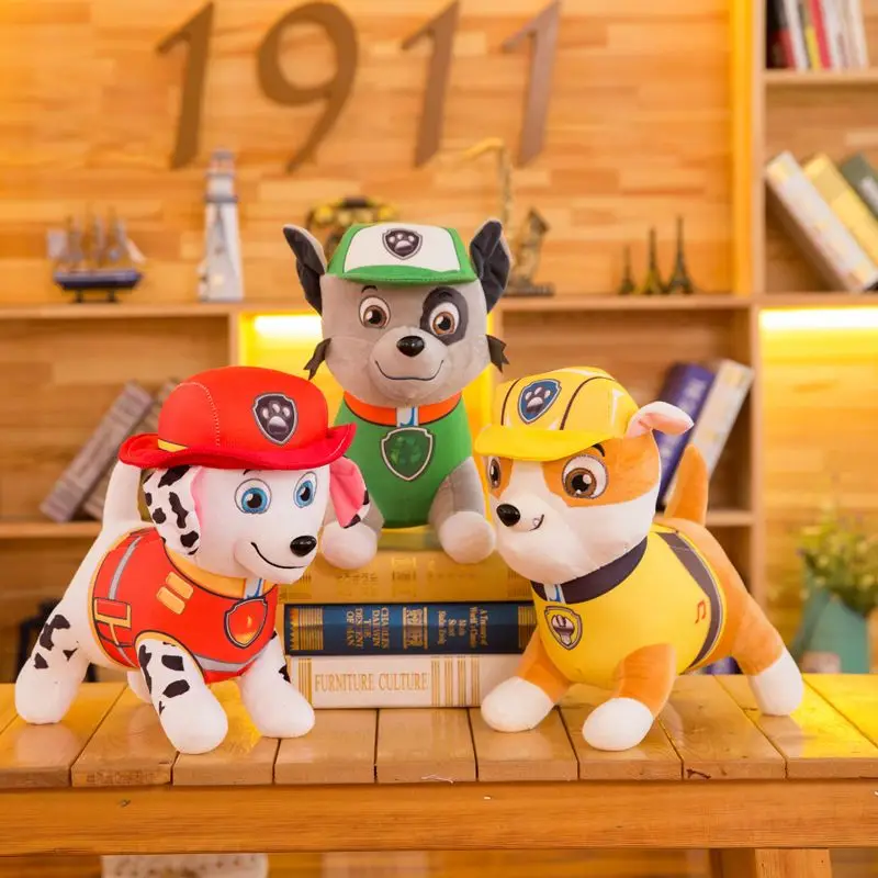 30 سنتيمتر الكرتون باو باترول أفخم دمية تشيس روك الحيوان الكلب الكرتون نموذج عمل أرقام أفلام الأجهزة الطرفية الأطفال هدية الكريسماس