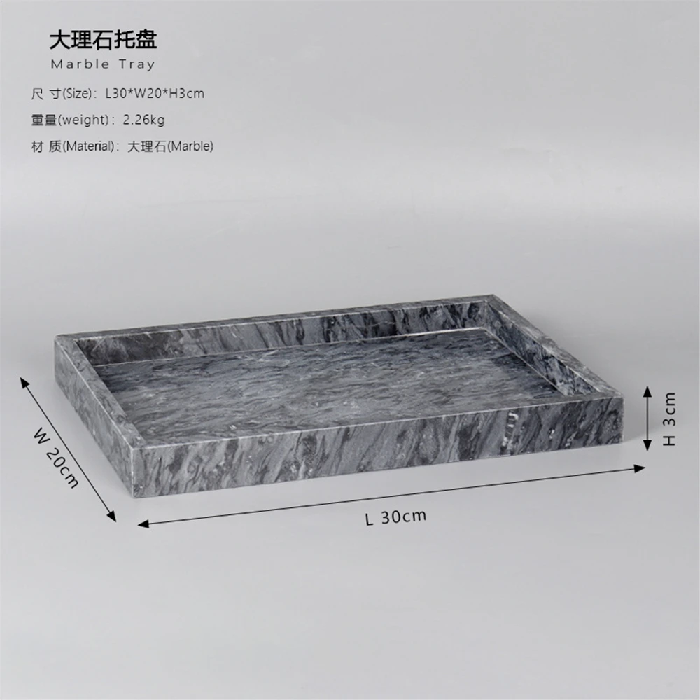 Light Luxury Marble Square Tray Home High-End Hotel Bathroom Washbasin Tray Jewelry Ring Dressing Table Storage Tray