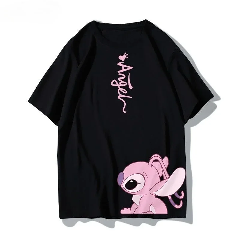 Stitch Women T-shirt Disney Short Sleeve Cartoon Print T-shirt Casual Fashion Men's Summer Oversized Clothing Couple Top T-Shirt