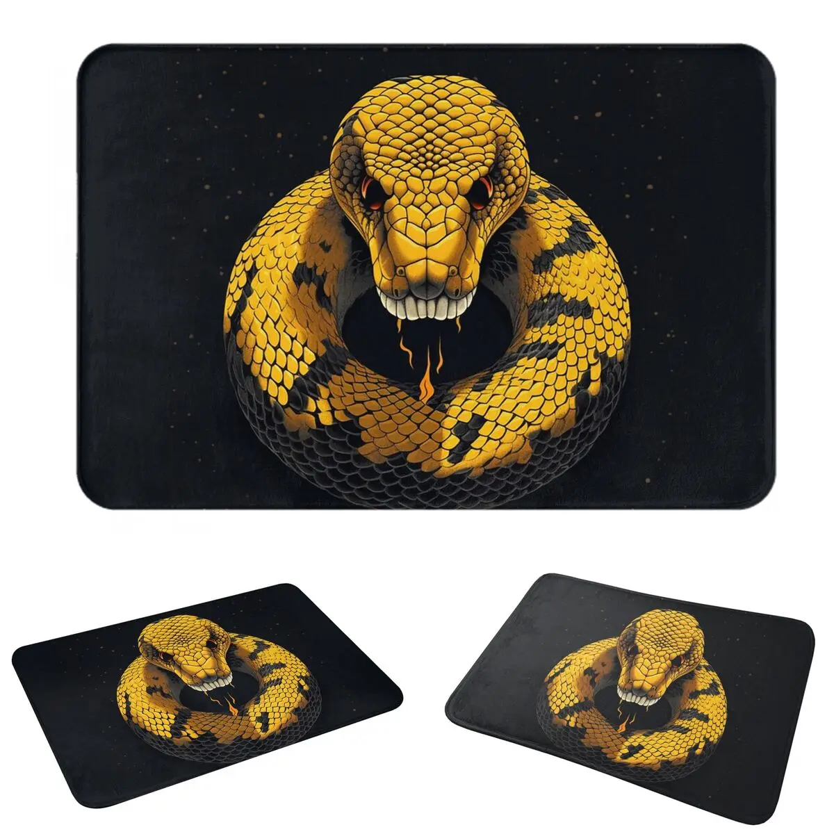 Black Gold Scary Snake Doormat Durable Carpet Rug Kitchen Entrance Home Floor Mat for Living room Footpad Mats
